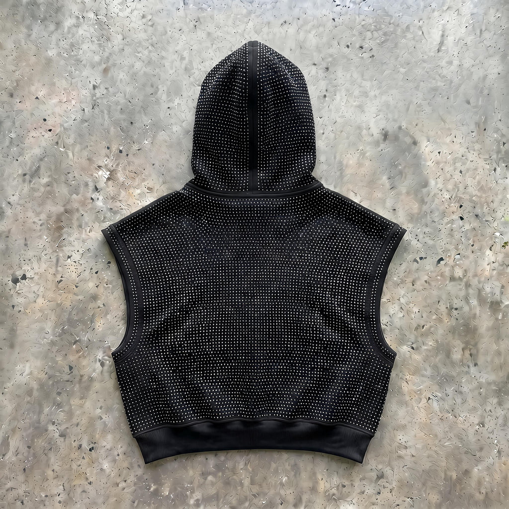 Cropped Muscle Rhinestone Hoodie