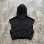 Cropped Muscle Rhinestone Hoodie