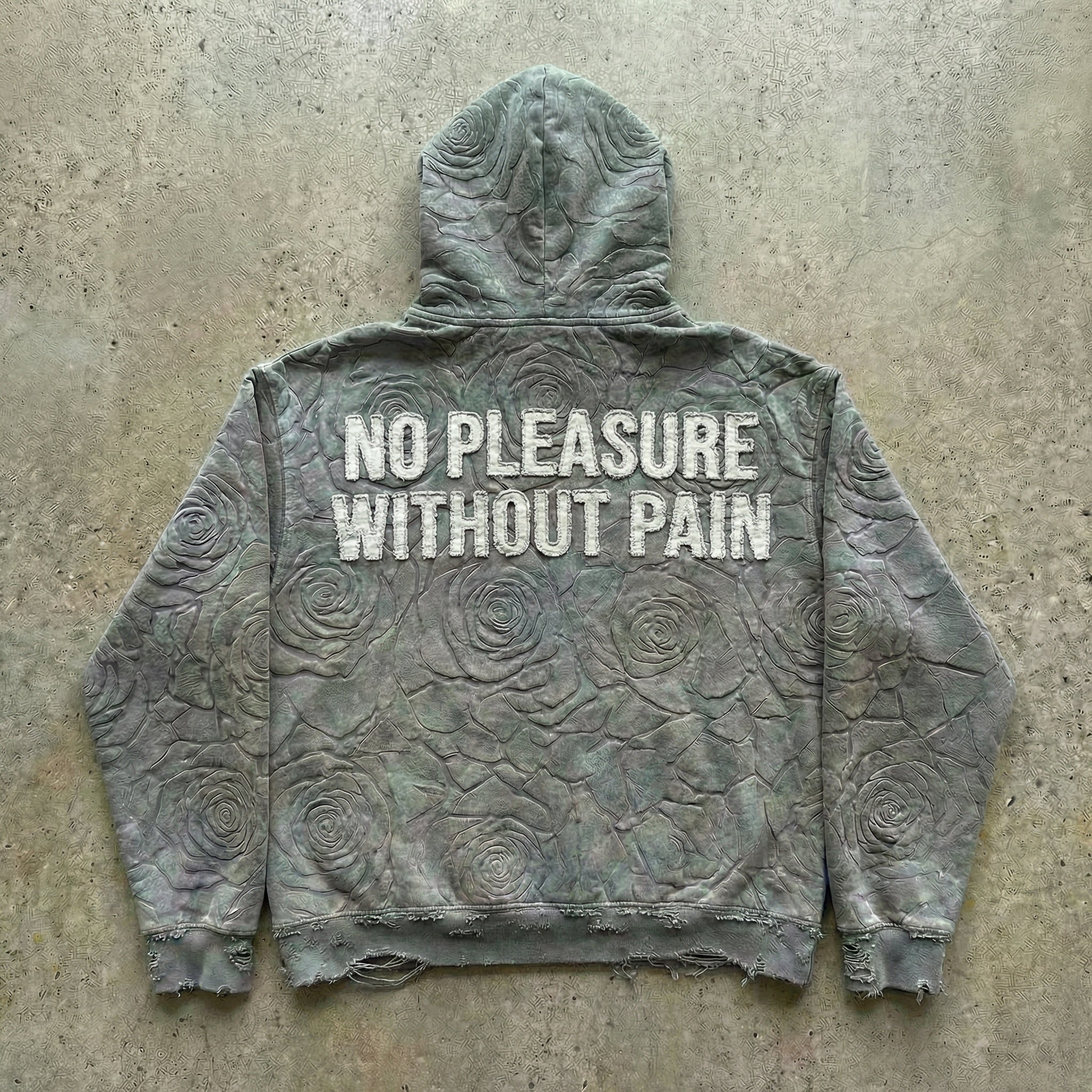 Cracked Rose Embossed Hoodie