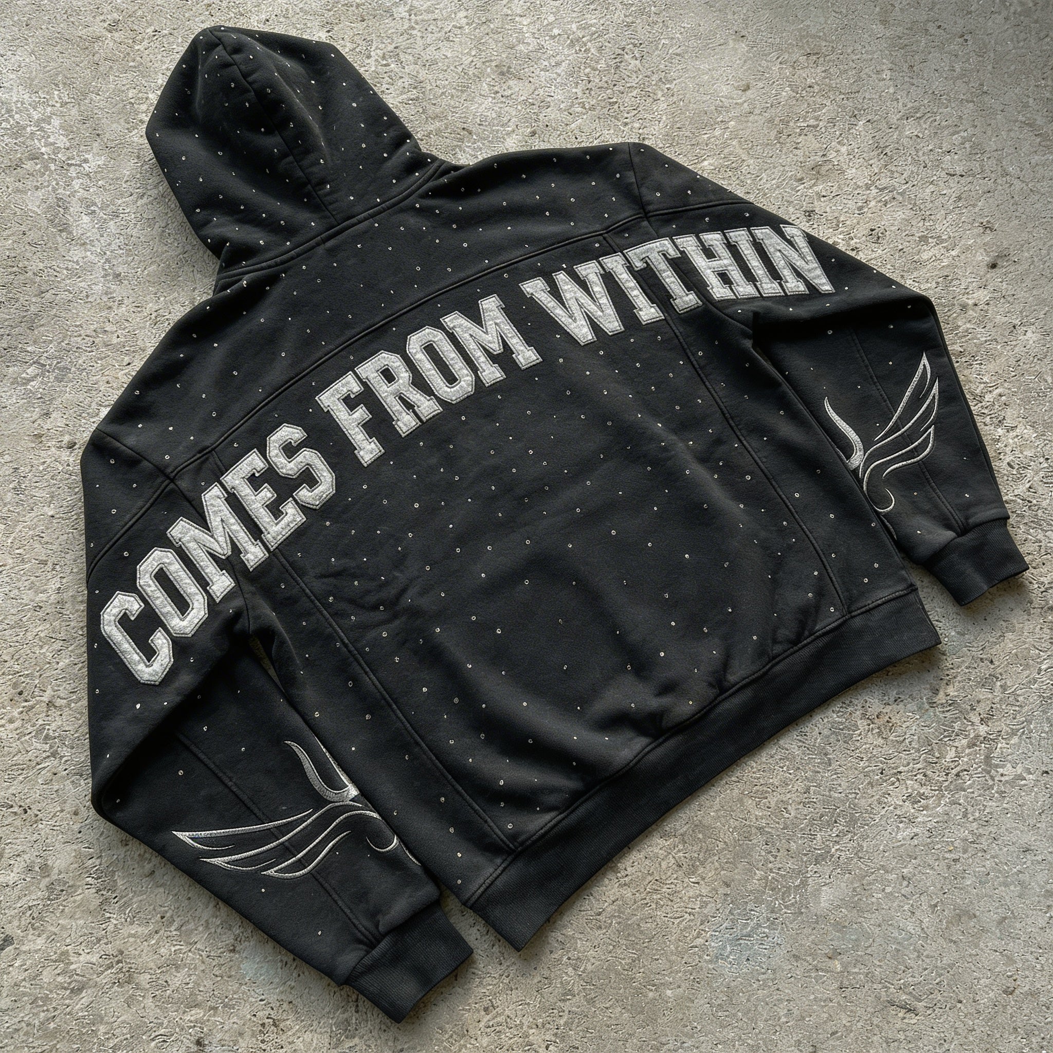 Motivational Boxy Rhinestone Hoodie