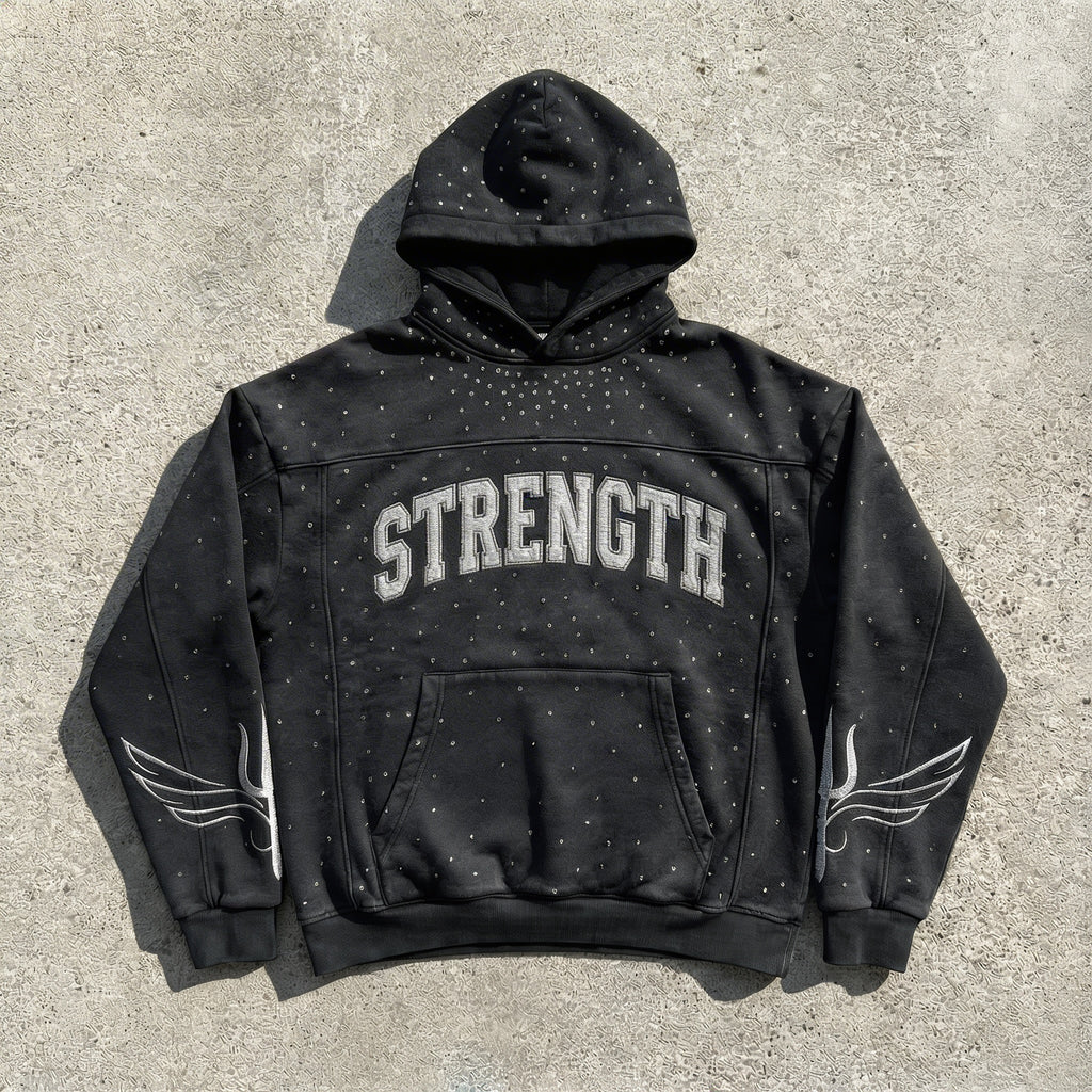 Motivational Boxy Rhinestone Hoodie