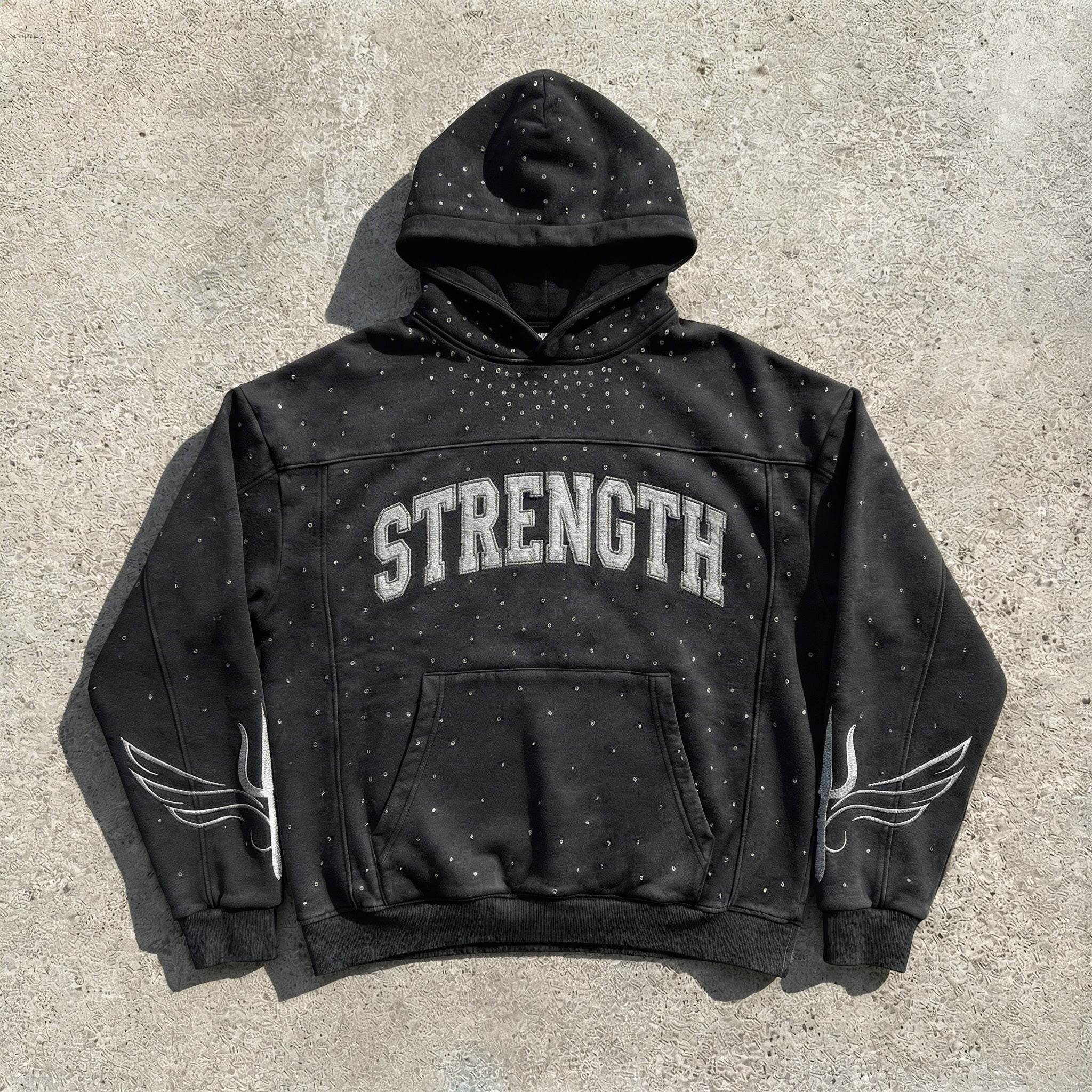 Motivational Boxy Rhinestone Hoodie
