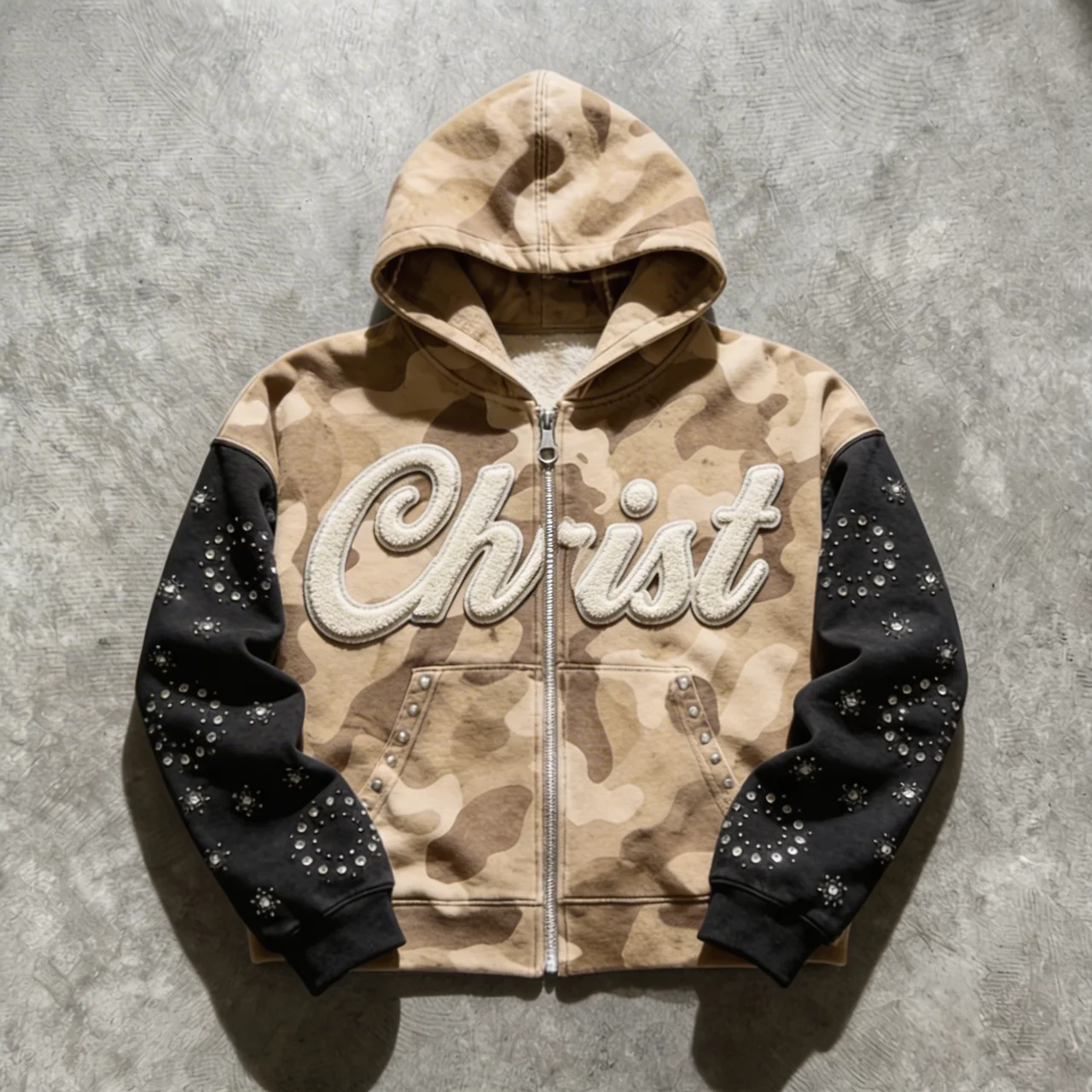 Desert Camo 'Christ' Zip Hoodie