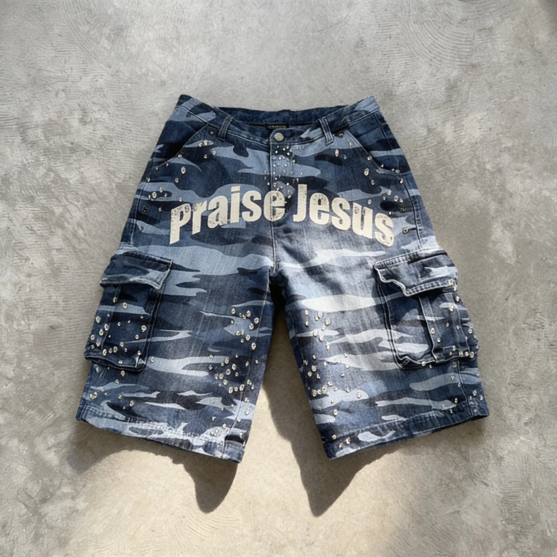 'Praise Jesus' Camo Cargo Shorts